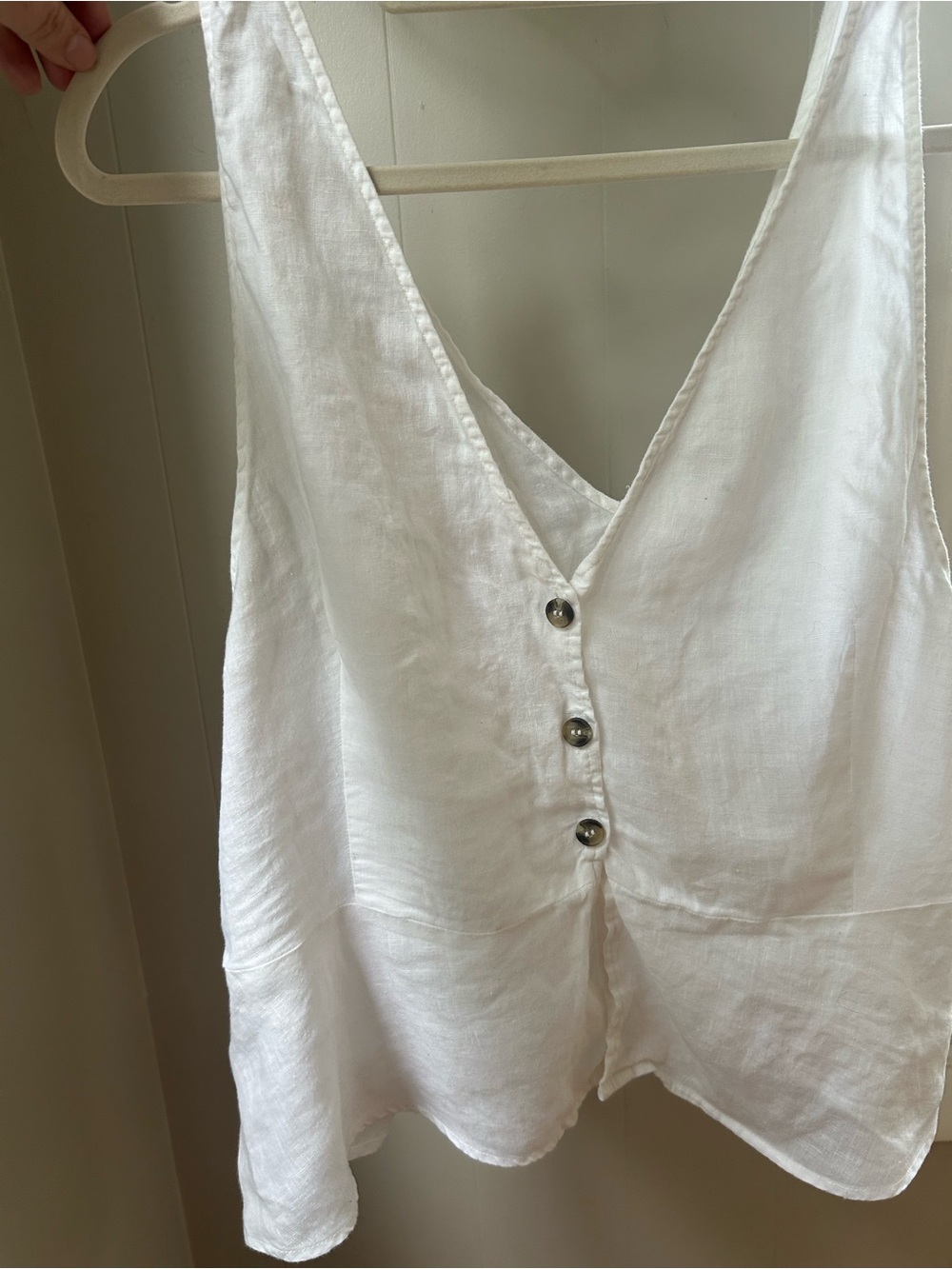H&M White V-Neck Button-Front Camisole